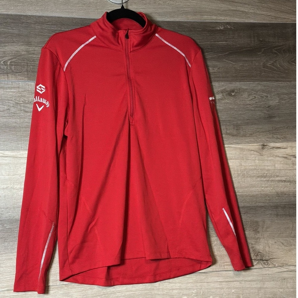 Callaway Golf Mens M Red Quarter Zip Pullover Intelisys Logo Performance